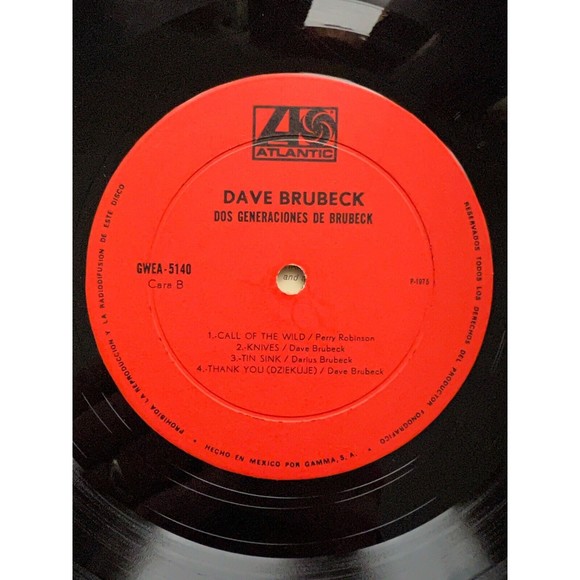Dave Brubeck Dos Generaciones De Brubeck LP Atlantic GWEA 5140 VG Import Mexico - Picture 7 of 7